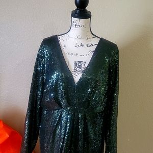 3X Charlotte Russe Green Sequined Dressed